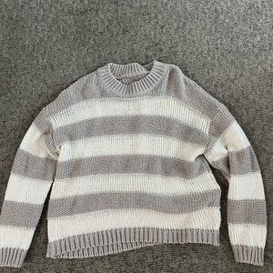 Knitted Cream and tan Striped Sweater